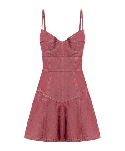 Dsquared2 Oxford Denim Flouncy Dress In Pink