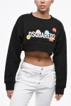 Dsquared2 Pac-man Cropped Cool Fit Crew-neck Sweatshirt In Black