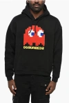 Dsquared2 Pac-man Fleeced Cotton Hercalina Fit Hoodie With Contrasting In Black