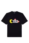 Dsquared2 Pac-man Logo Short Sleeve T-shirt For Women In Black
