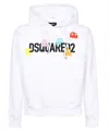 Dsquared2 Logo Printed Drawstring Hoodie In White