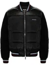 Dsquared2 Padded Down Feather Coats With Corduroy Sleeves In Black  