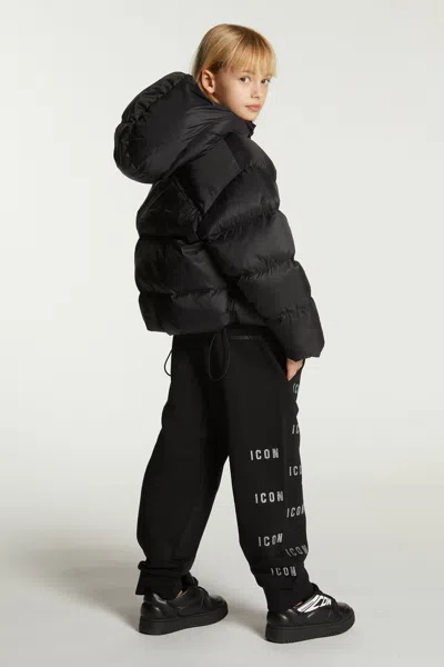 Dsquared2 Padded Jacket With Icon New Generation Embroidery In Black