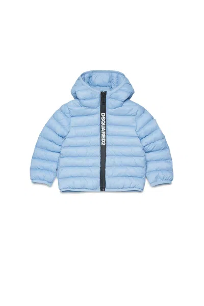 Dsquared2 Padded Jacket With Printed Logo In Blue