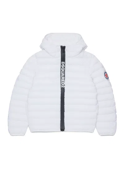 Dsquared2 Padded Jacket With Printed Logo In White