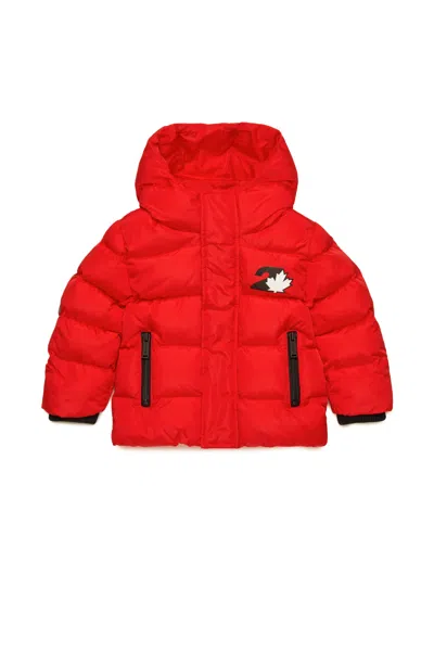 Dsquared2 Padded Jacket With Urban Graphics In Red