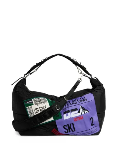 Dsquared2 Padded Logo-patch Shoulder Bag In Blue