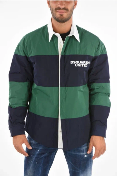 Dsquared2 Padded Overshirt With Logo Print In Green