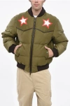 Dsquared2 Padded Western Padded Bomber With Faux Leather In Green