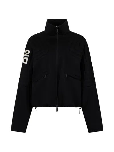 Dsquared2 Padded-panel Logo-patch Jacket In Black