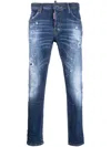 Dsquared2 Pain-splatter Distressed-effect Jeans In 470 Navy Blue