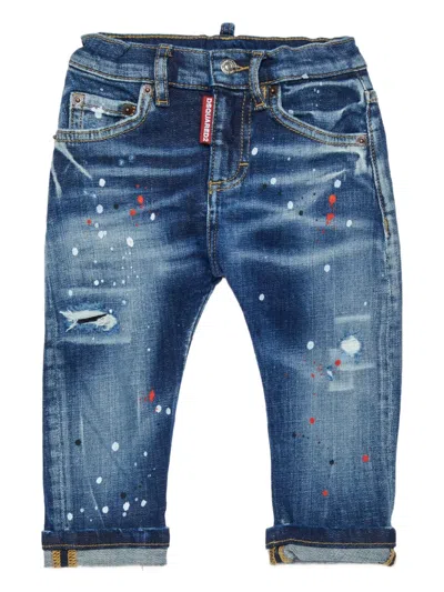 Dsquared2 Babies' Paint -platter Ripped Jeans In Blue