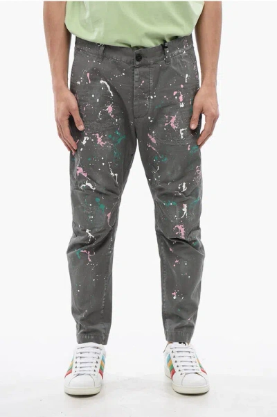 Dsquared2 Paint Effect Sexy Chino Pants In Grey