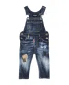 Dsquared2 Paint-splatter Detail Dungarees In Blue