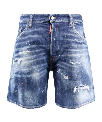 DSQUARED2 PAINT-SPLATTER DENIM SHORTS