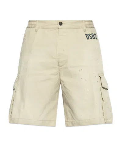 Dsquared2 Paint Splatter-detail Cargo Shorts In Nude