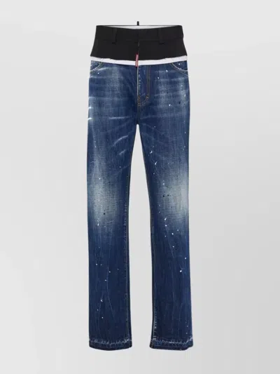 Dsquared2 Paint Splatter Detail Denim Jeans In Navy Blue