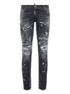 Dsquared2 Paint-splatter Distressed Jeans In Black