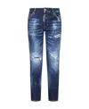 Dsquared2 Blue Cropped Distressed Denim Jeans In Blue