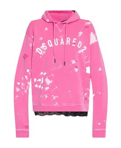 Dsquared2 Paint-splatter Hoodie In Pink