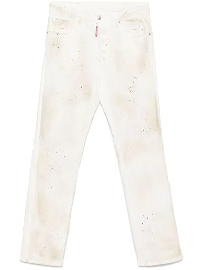 Dsquared2 Paint-splatter Jeans In White