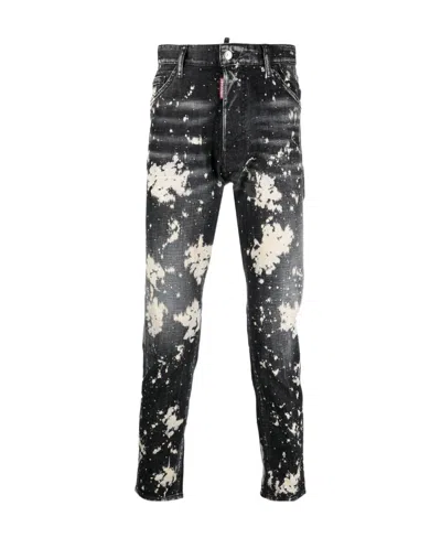 Dsquared2 Paint Splatter-print Denim Jeans In Grey