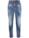 Dsquared2 Paint-splatter Distressed Tapered Jeans In Blue
