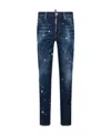 Dsquared2 Distressed Slim-fit Jeans With Unique Splatter Detailing In Blue