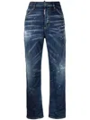 Dsquared2 Paint-splatter Straight-leg Jeans In Blue