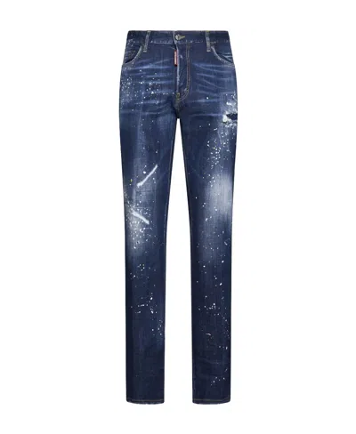 Dsquared2 Twimphony Logo Patch Distressed Jeans In Blue