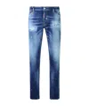 Dsquared2 Cotton Blend Distressed Effect Tapered Leg Trousers In Blue