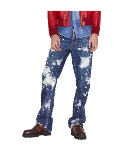 Dsquared2 Paint-splatter Straight-leg Jeans In Blue