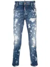 Dsquared2 Paint Splattered Distressed Jeans In Blue