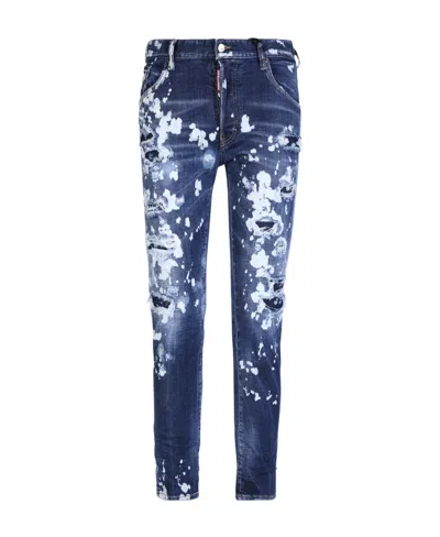 Dsquared2 Distressed Skinny-cut Jeans In Blue