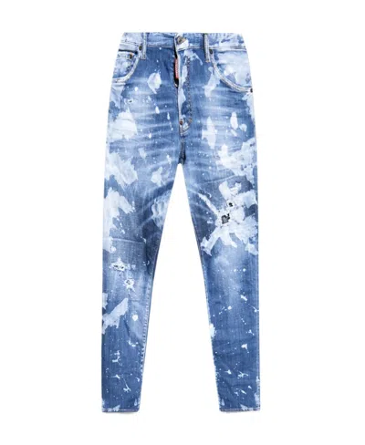 Dsquared2 Paint-splatter Distressed Straight-leg Jeans In Multi