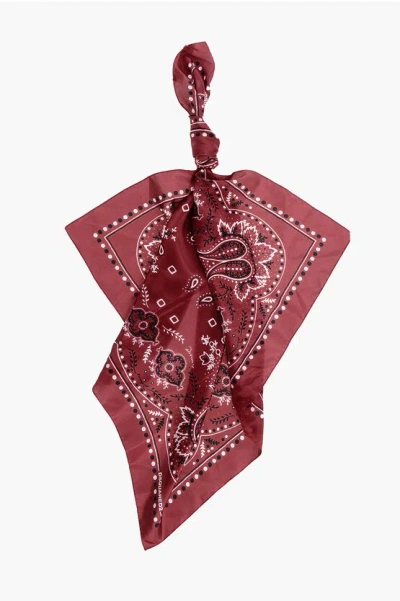 Dsquared2 Paisley Patterned Silk Foulard In Bordeaux