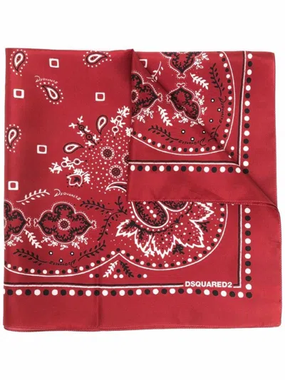 Dsquared2 Paisley-print Bandana Scarf In Red