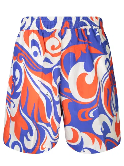 Dsquared2 Palm Beach Blue/orange Shorts In Multicolor