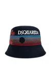 Dsquared2 Palm-print Striped Bucket Hat In Black
