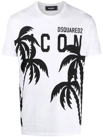 Dsquared2 Palm Tree Logo-print T-shirt In White