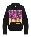 Dsquared2 Palm-tree Print Cotton Hoodie In Black