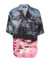Dsquared2 Palm Tree-print Short-sleeved Shirt In Black