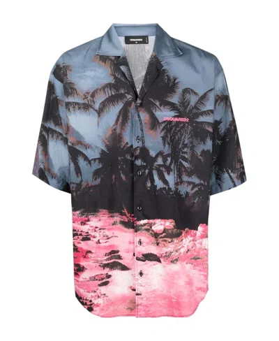 DSQUARED2 DSQUARED2 PALM TREE-PRINTED BUTTONED SHIRT