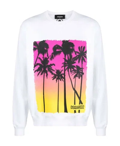 Dsquared2 Palm Tree-print Sweatshirt In White