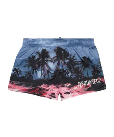 DSQUARED2 DSQUARED2 KIDS PALM TREE-PRINTED DRAWSTRING SWIM SHORTS