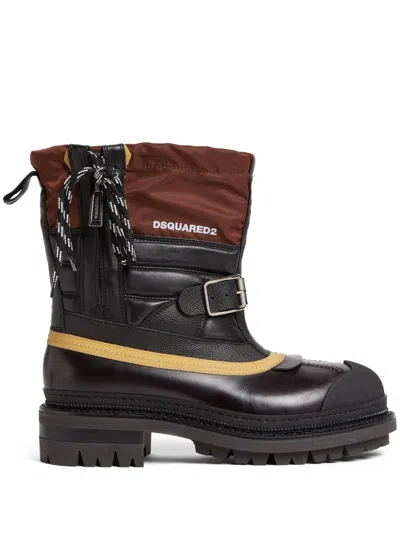 Dsquared2 Panelled Ankle Boots In Black