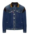 Dsquared2 Panelled Denim Blazer Spread Collar In Blue