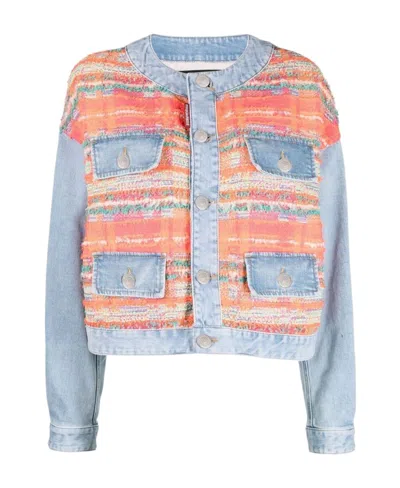 DSQUARED2 PANELLED BUTTON-FRONT DENIM JACKET