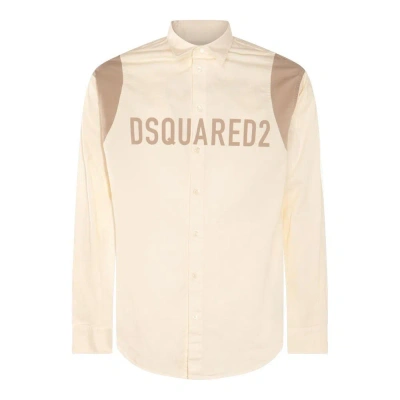 Dsquared2 Panelled Curved Hem Shirt In Multi