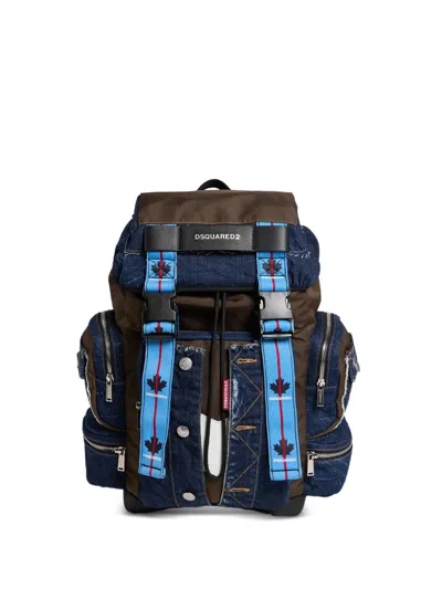 Dsquared2 Panelled Denim Backpack In Brown
